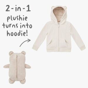 Cubcoats Bear 2-in-1 Plushie Zip-Up Hoodie - Size 4T Toddler Sweatshirt